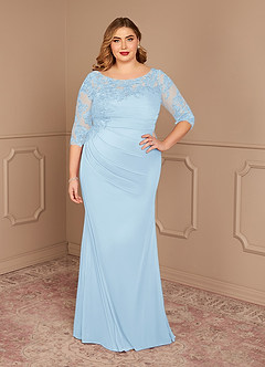 Azazie Alisondra Mother of the Bride Dresses Sky Blue Sheath Scoop Lace Lace Dress image8