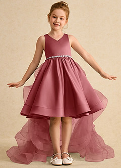 Azazie Julietta Robe Demoiselle D'honneur Fillette Robe Princesse en Tulle Convertible Antique Rose image2
