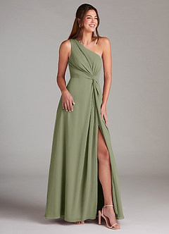 Azazie Brooke Jurken voor bruidsmeisjes Jurk van Chiffon met A-Lijn One-Shoulder Pistache image4