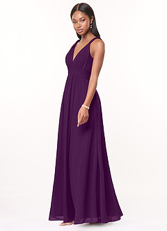 Azazie Maren Bridesmaid Dresses Grape A-Line Pleated Chiffon Dress image3