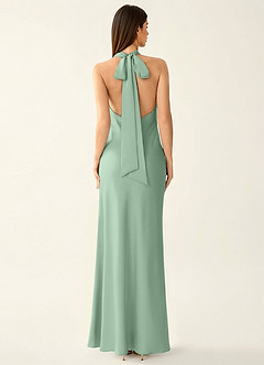 Manllanda Agave Green Bows Satin Prom Dress image2