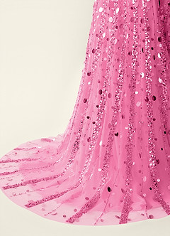 Elowomgen Rose Pink Beading Sequin Embroidery Mesh Prom Dress image7