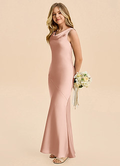 Azazie Rylina Junior Robe Sirène en Satin extensible Or Rose image4