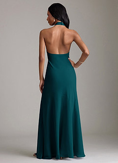 Azazie Lorena Bridesmaid Dresses Pine Mermaid Pleated Chiffon Dress image2