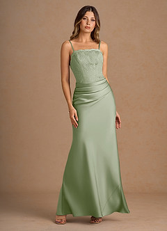 formal dress for black tie wedding Luxury Sage Green Embellished Cape Maxi Gown – Elegant Modest Chiffon –  FineLook main image 1