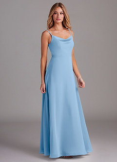 Azazie Daenerys Jurken voor bruidsmeisjes Jurk van Chiffon met A-lijn Frock Poederblauw image5