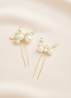 front Pearl Bead Clusters U-Shaped Hairpin Set