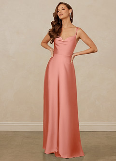 Christian Siriano Bridal for Azazie 1001 Brautjungfernkleider A-Linie Herzausschnitt Stretch-Satin Kleid Koralle image3