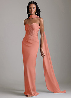 Azazie Sonora Brudtärnklänningar Klä av Tubklänning i Stretch Satin Axelbandslös Laxrosa image10