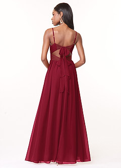 Azazie Zeya Bridesmaid Dresses Burgundy A-Line V-Neck Pleated Chiffon Dress image3