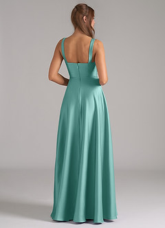 Azazie Shaude Brautjungfernkleider A-Linie Plissee Stretch-Satin Kleid Aqua image6