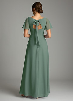 Azazie Kimber Vestidos de damas de honor Vestido de Eucalipto de Gasa de Corte en A con Manga volante image3