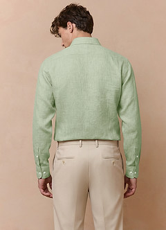front Elliot Dusty Sage 100% Linen Dress Shirt