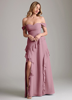 Azazie Sloane Bridesmaid Dresses Vintage Mauve A-Line Sweetheart Neckline Chiffon Dress image4