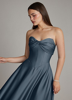 Azazie Meleena Bridesmaid Dresses Twilight A-Line Strapless Stretch Satin Dress image4