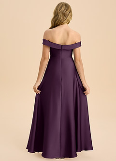 Azazie Sissy Junior Abito A-Line in Raso Elasticizzato a Spalla Scoperta Prugna image2