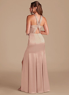 Azazie Rue Bridesmaid Dresses English Rose Mermaid Pleated Metallic Satin Dress image7