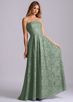 Azazie Lucienne Abiti da Damigella Abito A-Line in Burnout Floreale Senza Cinturino Matcha image4