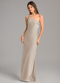 Azazie Monroe Bridesmaid Dresses Frost Mermaid One Shoulder Stretch Satin Dress image3