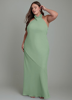 Azazie Velli Bridesmaid Dresses Matcha Mermaid High Neck Chiffon Dress image11