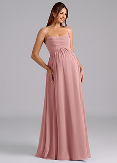 Azazie Saige Abiti da damigella d'onore premaman Abito A-Line Plissettato Chiffon Floor-Length image7