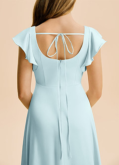 Azazie Bondi Junior Cloud Blue A-Line Side Slit Stretch Satin Dress image6