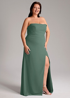 Azazie Leonis Bridesmaid Dresses Sea Moss Sheath Strapless Chiffon Convertible Dress image14