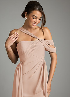 Azazie Kassandra Bridesmaid Dresses English Rose A-Line Off the Shoulder Chiffon Dress image2