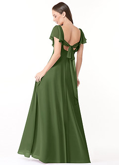 Azazie Syenna Bridesmaid Dresses Olive A-Line Ruched Chiffon Dress image2