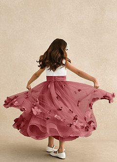 Azazie Vi Flower Girl Dresses Antique Rose A-Line Sleeveless Tulle Dress image3