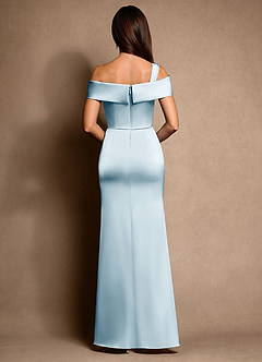 Azazie Altonia Mother of the Bride Dresses Sky Blue Mermaid Off the Shoulder Stretch Satin Dress image3