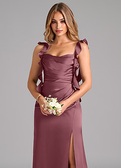 Azazie Jessamine Bridesmaid Dresses Desert Rose Sheath Corset Stretch Satin Dress image7