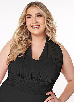 Azazie Fifi Bridesmaid Dresses Black A-Line Strapless Chiffon Convertible Dress image16