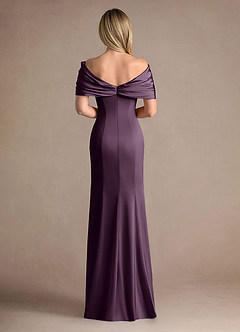 Azazie Auberdeen Mère de la mariée Robes Robe Sirène en Satin extensible Plissée Prune image3