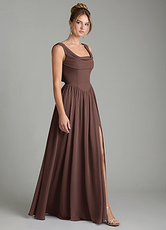 Azazie Novi Brautjungfernkleider A-Linie Plissee Chiffon Kleid Ganache image3