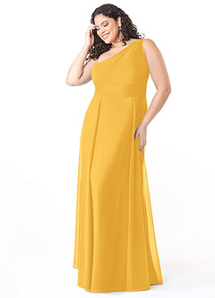 Azazie Dallas Bridesmaid Dresses Marigold A-Line One Shoulder Chiffon Dress image8