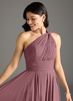 Azazie Charlize Bridesmaid Dresses Amethyst A-Line One Shoulder Chiffon Dress image5