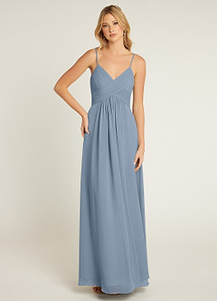 Azazie Shannon Final Sale Agave A-Line Pleated Chiffon Dress image1