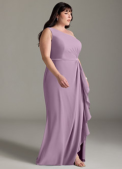 Azazie Liza Bridesmaid Dresses Wisteria Mermaid One Shoulder Chiffon Dress image9
