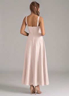 Azazie Shaude 신부 들러리 드레스 A라인 주름진 스트레치 새틴 발목 길이 드레스 image6