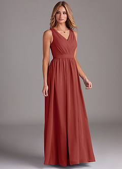 Azazie Kingsley Bridesmaid Dresses Terracotta A-Line Lace Chiffon Dress image5