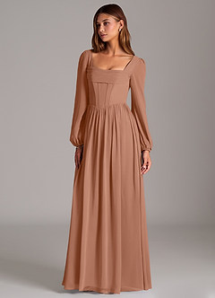 Azazie Maree Bridesmaid Dresses Bronzer A-Line Corset Chiffon Dress image1