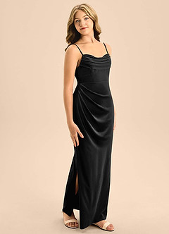 Azazie Mai Junior Black A-Line Sweetheart Neckline Velvet Dress image1