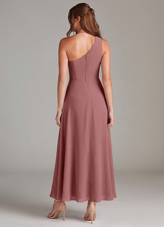 Azazie Brooke Abiti da Damigella Abito A-Line in Chiffon Monospalla Rosa Del Deserto image5