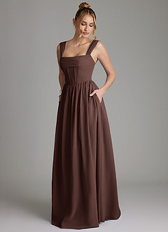 Azazie Caterina Bridesmaid Dresses Ganache A-Line Corset Chiffon Dress image5