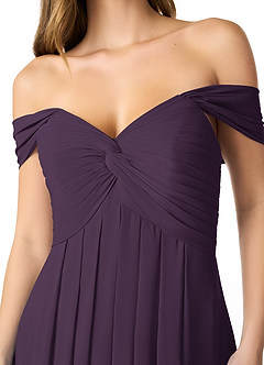 Azazie Kaitlynn Bridesmaid Dresses Plum Empire Ruched Chiffon Convertible Dress image5