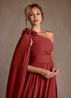Azazie Lancaster vestidos de madre de la novia Vestido de Óxido de Gasa de Corte en A con Hombro unilateral image4