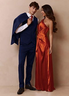front Savile Blue Wool Blend Dress Pants