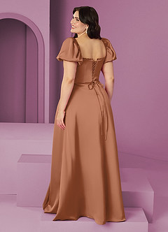 Barbie ♥ Azazie Final Sale Bronzer A-Line Ruched Stretch Satin Dress image11