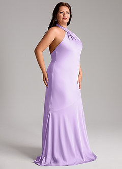 Azazie Lorena Bridesmaid Dresses Lilac Mermaid Pleated Stretch Satin Dress image11